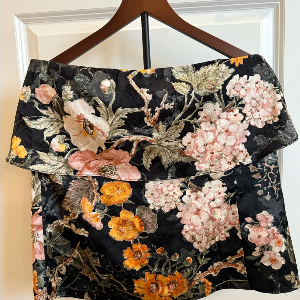 Wayf Black Floral Strapless Top